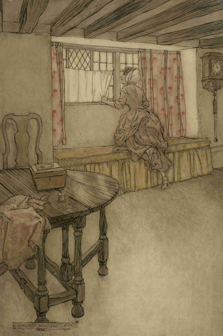 Strange Faces in the Window,Visages étranges à la fenêtre,Arthur Rackham,Illustration,Illustration, fenêtre