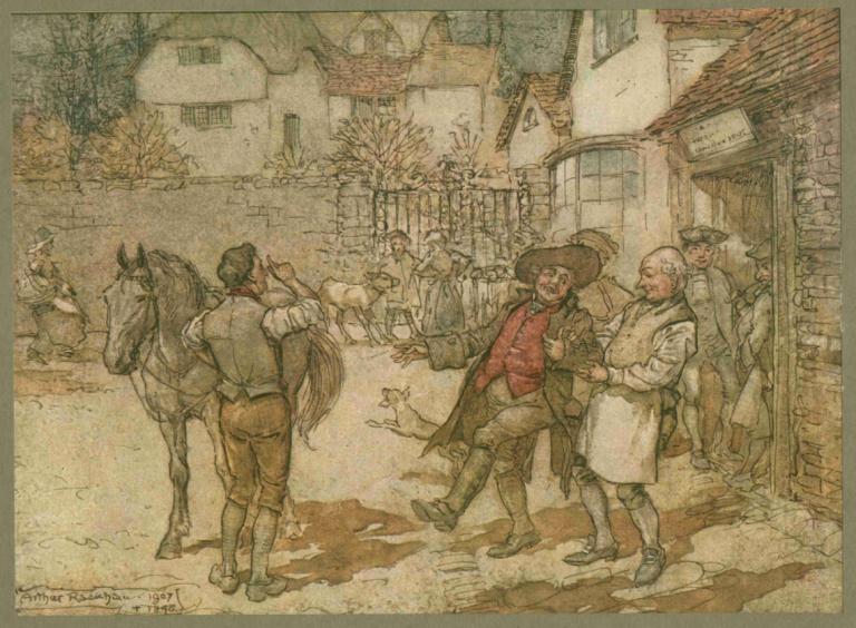 When a score of ewes had brought in a remarkable profit.,当几十只母羊带来了可观的收益时。,Arthur Rackham,亚瑟-拉克姆,插画,插画, 多个男孩