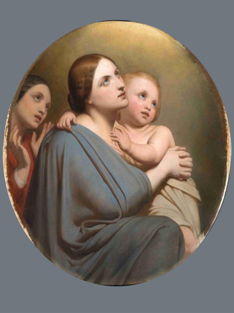 Blessed Are The Pure Of Heart,Ary Scheffer,Oil Painting,Oil Painting, fine art parody, baby, brown hair