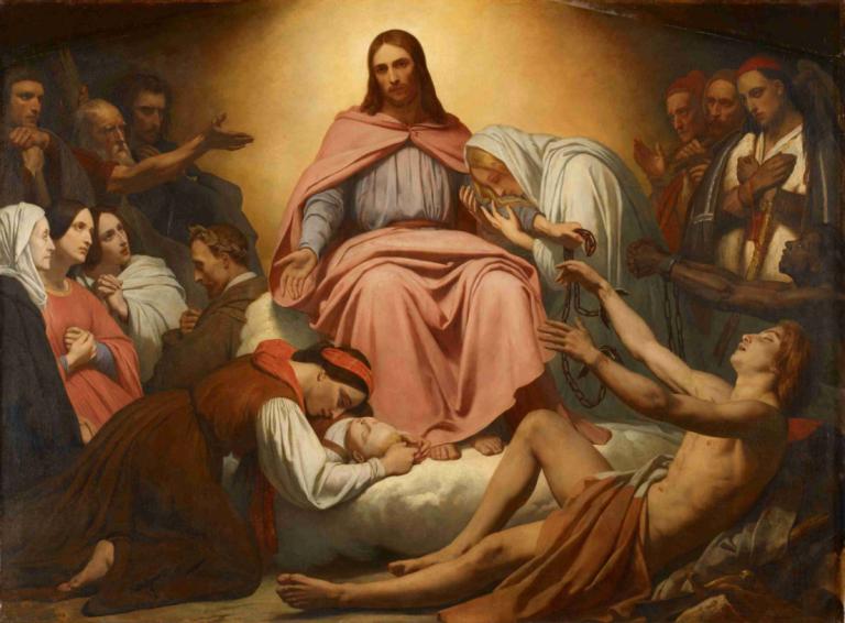 Christus Consolator,Ary Scheffer,Pintura al óleo,Pintura al óleo, parodia de bellas artes, varios chicos