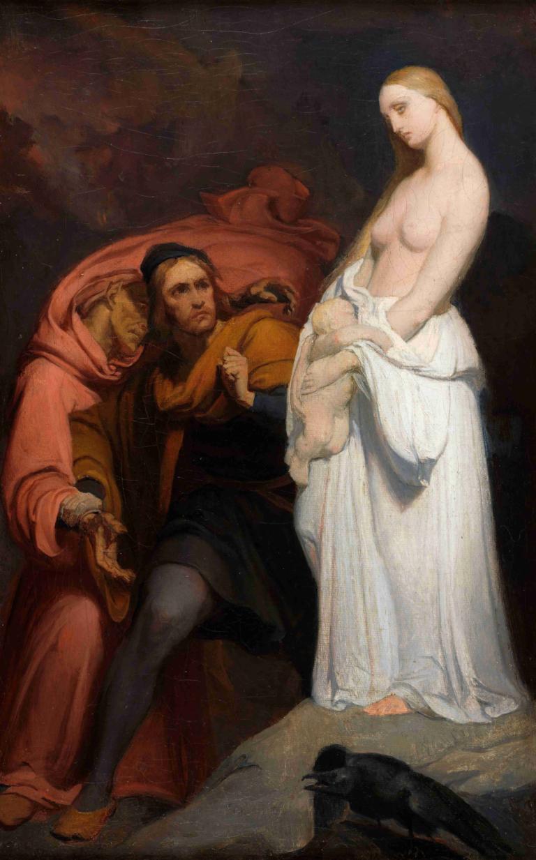 Marguerite holding her dead child,죽은 아이를 안고 있는 마거리트,Ary Scheffer,아리 셰퍼,오일 페인팅,오일 페인팅, 미술 패러디, 새, 블론드 헤어