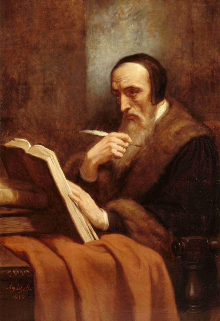 Portrait de Calvin,Portret Calvina,Ary Scheffer,Obraz olejny,Obraz olejny, 1chłopiec, męskie skupienie, solo