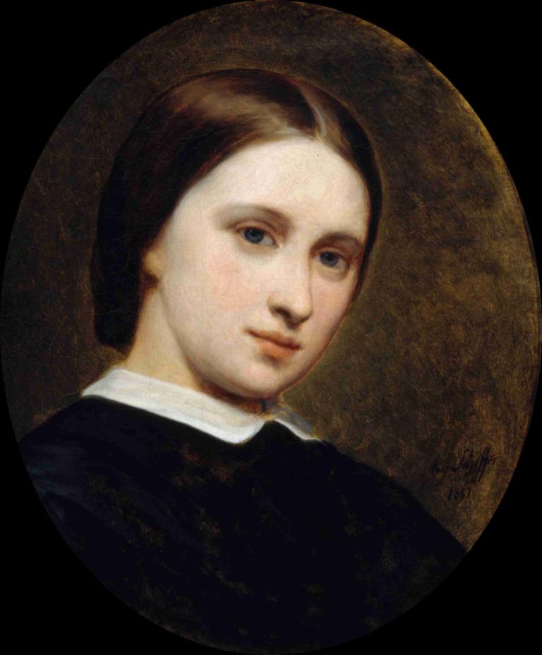 Portrait de Cornélie Renan-Scheffer,코넬리 르낭-쉐퍼의 초상화,Ary Scheffer,아리 셰퍼,오일 페인팅,오일 페인팅, 독주, 여자 1명, 갈색 머리, 현실적인