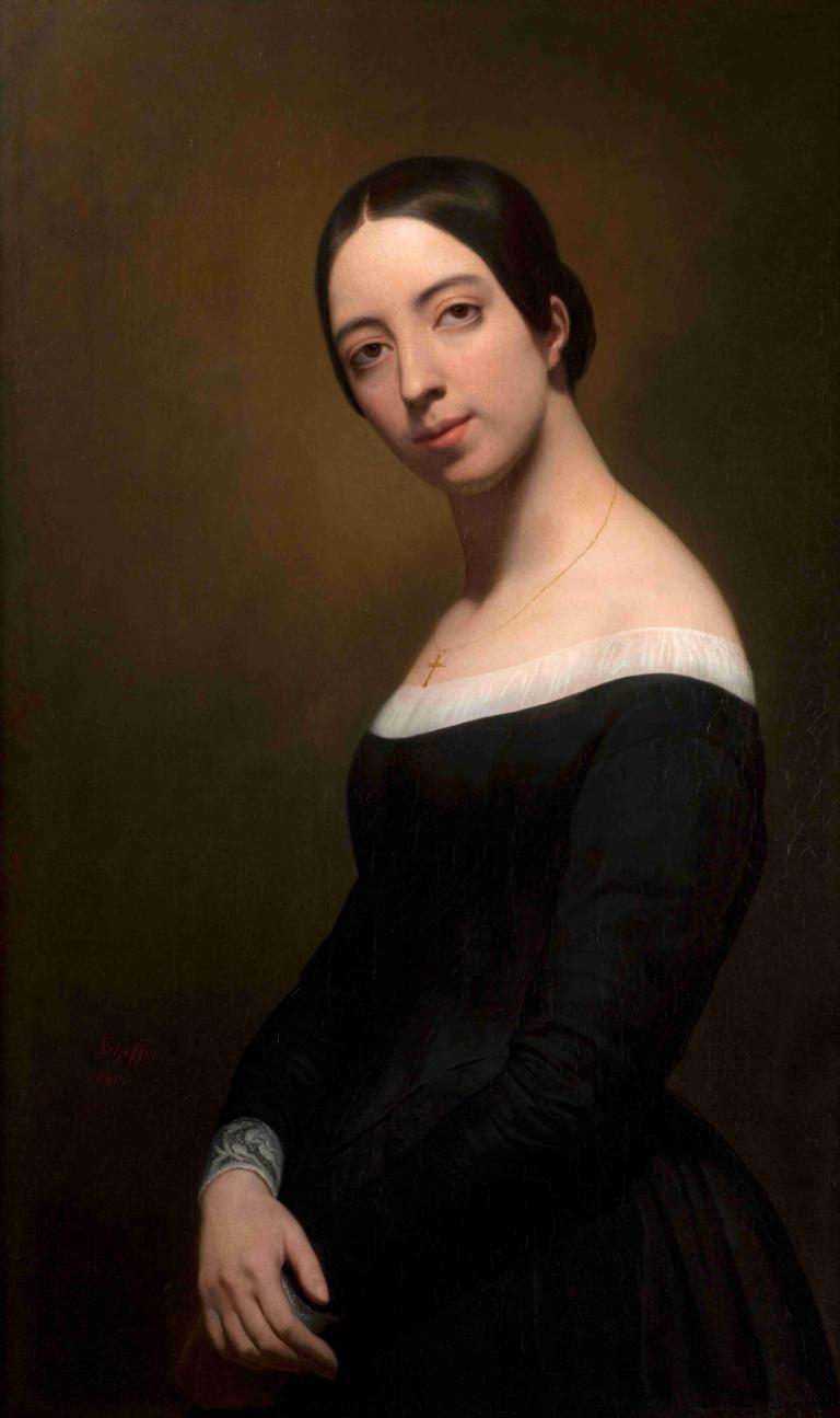 Portrait of Pauline Viardot,Porträtt av Pauline Viardot,Ary Scheffer,Oljemålning,Oljemålning, 1 tjej, solo