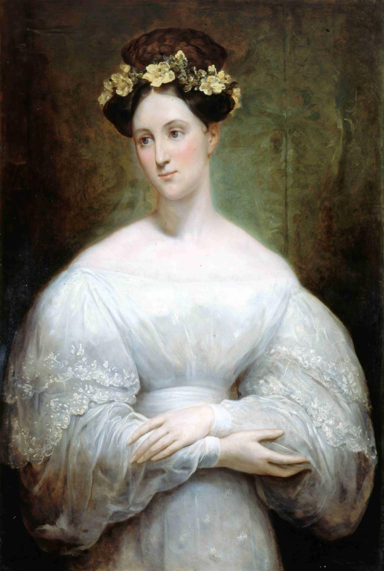 Portrait présumé de la princesse Marie d'Orléans,Ary Scheffer,Oil Painting,Oil Painting, 1girl, solo