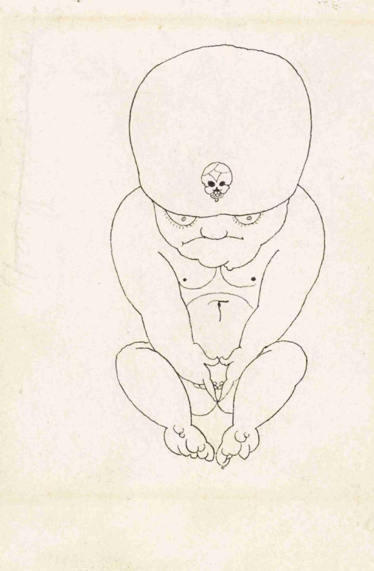 Crouching Midget,Người lùn đang ngồi đó.,Aubrey Vincent Beardsley,- Tôi là Aubrey Vincent Bilzley.,Minh họa