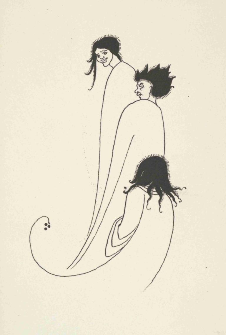 Grotesques by Aubrey Beardsley 5,Aubrey Vincent Beardsley,Illustration,Illustration, monochrome