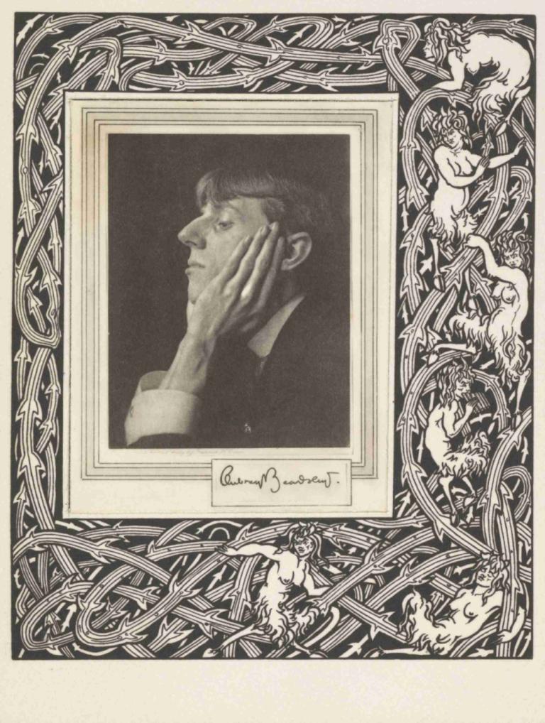 Grotesques by Aubrey Beardsley. Portrait Frontispiece,Aubrey Beardsleyn groteskit. Muotokuva etukuva