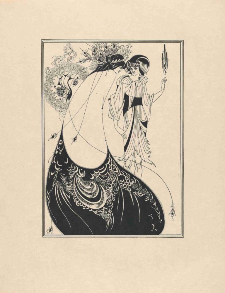 Illustration to Salome by Oscar Wilde 2,Aubrey Vincent Beardsley,Illustration,Illustration, monochrome, 1girl