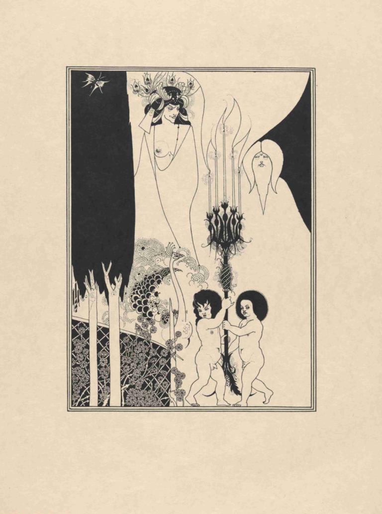 Illustration to Salome by Oscar Wilde 7,Aubrey Vincent Beardsley,Illustration,Illustration, multiple girls