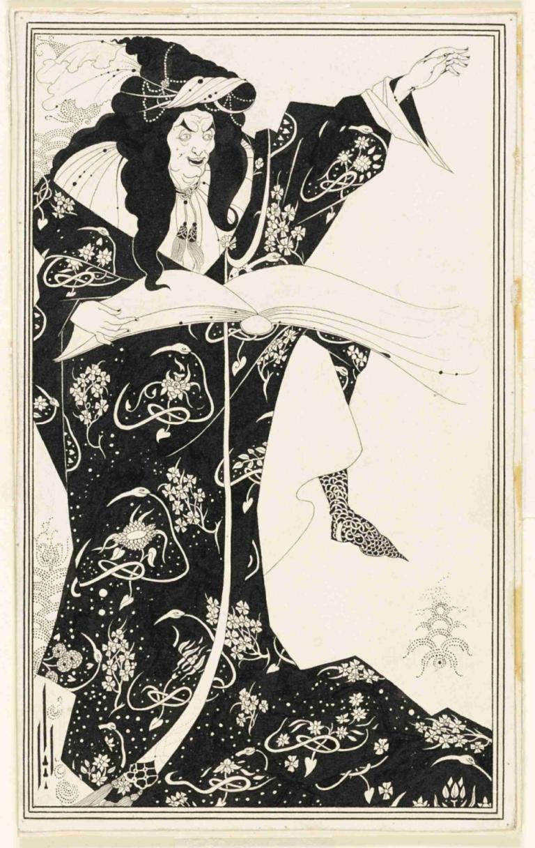 Virgilius the Sorcerer,Virgilius le sorcier,Aubrey Vincent Beardsley,Illustration,Illustration, 1fille, solo