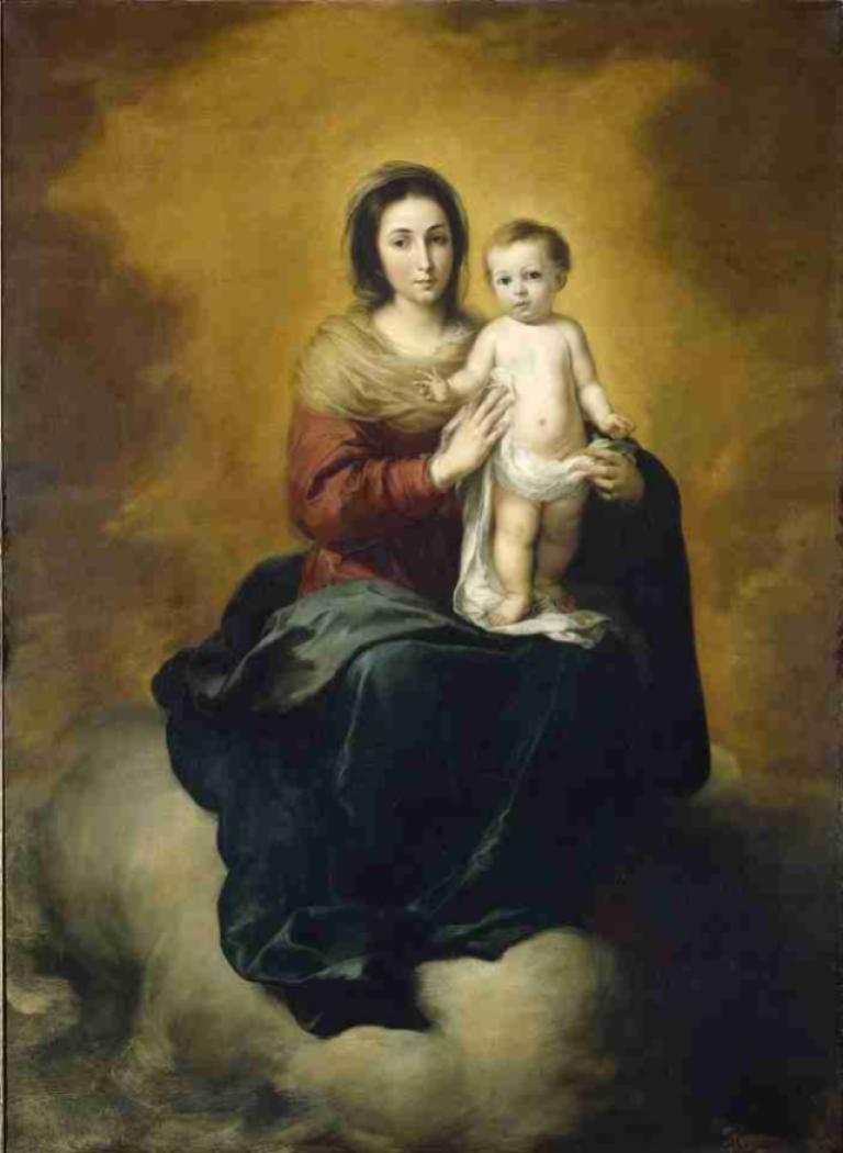 Madonna and Child,Παναγία με το παιδί,Bartolomé Estebán Murillo,Ελαιογραφία,Ελαιογραφία, παρωδία καλών τεχνών