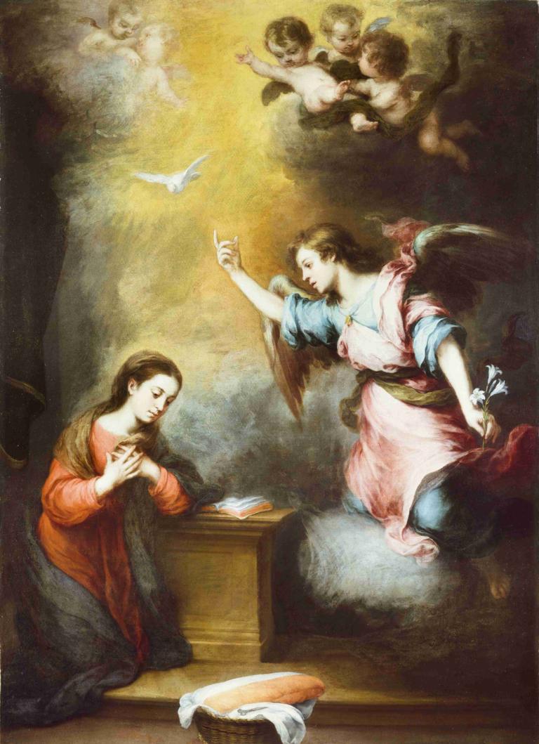 The Annunciation,De Aankondiging,Bartolomé Estebán Murillo,Olieverf,Olieverf, parodie op beeldende kunst