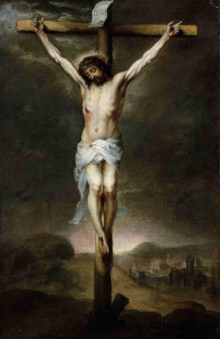 The Crucifixion,Korsfæstelsen,Bartolomé Estebán Murillo,Bartolome Esteban Murillo,Oliemaleri,Oliemaleri