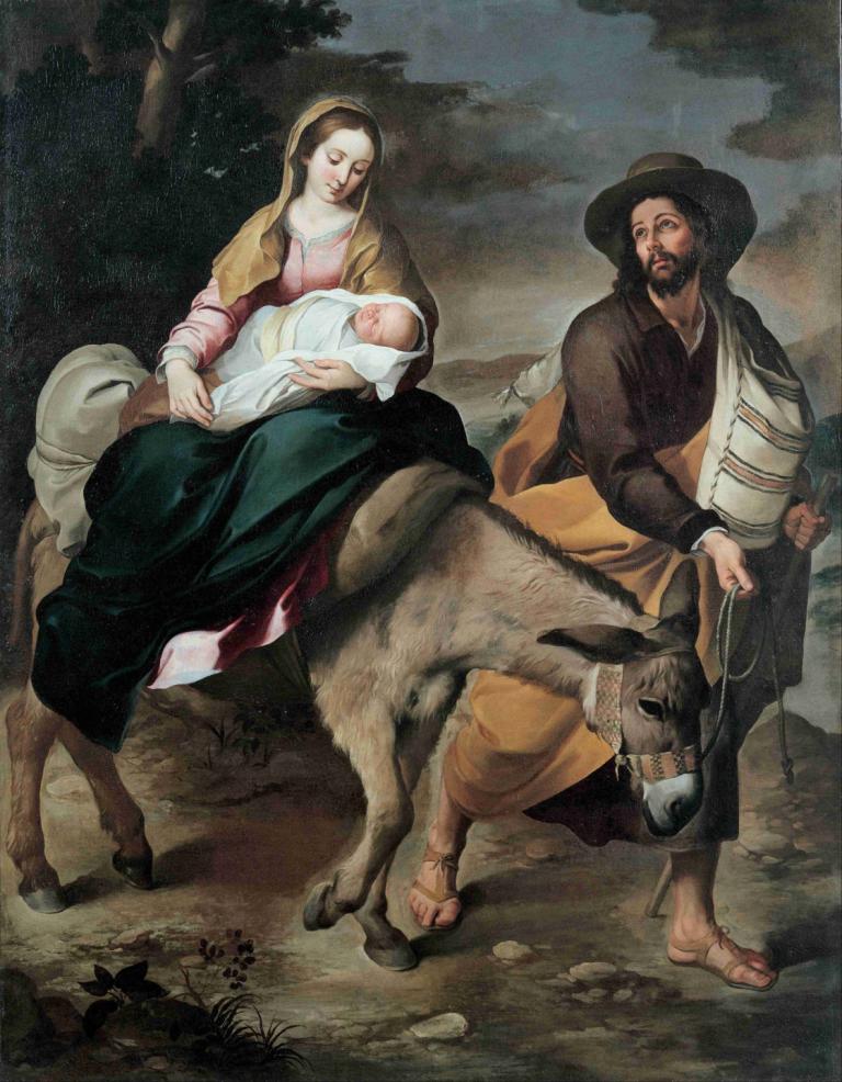 The Flight Into Egypt,De vlucht naar Egypte,Bartolomé Estebán Murillo,Olieverf,Olieverf