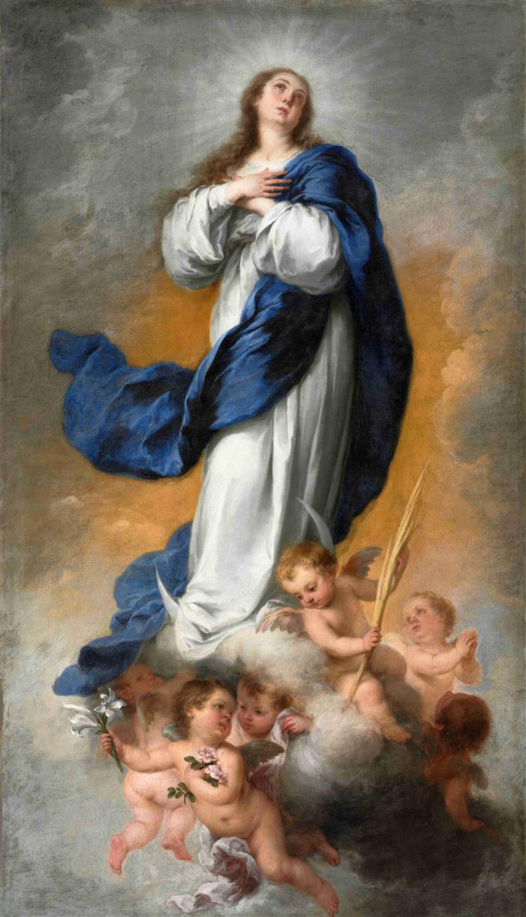 The Immaculate Conception,원죄 없는 잉태,Bartolomé Estebán Murillo,바르톨로메 에스테반 무리요,오일 페인팅,오일 페인팅, 미술 패러디, 여자 1명, 무기