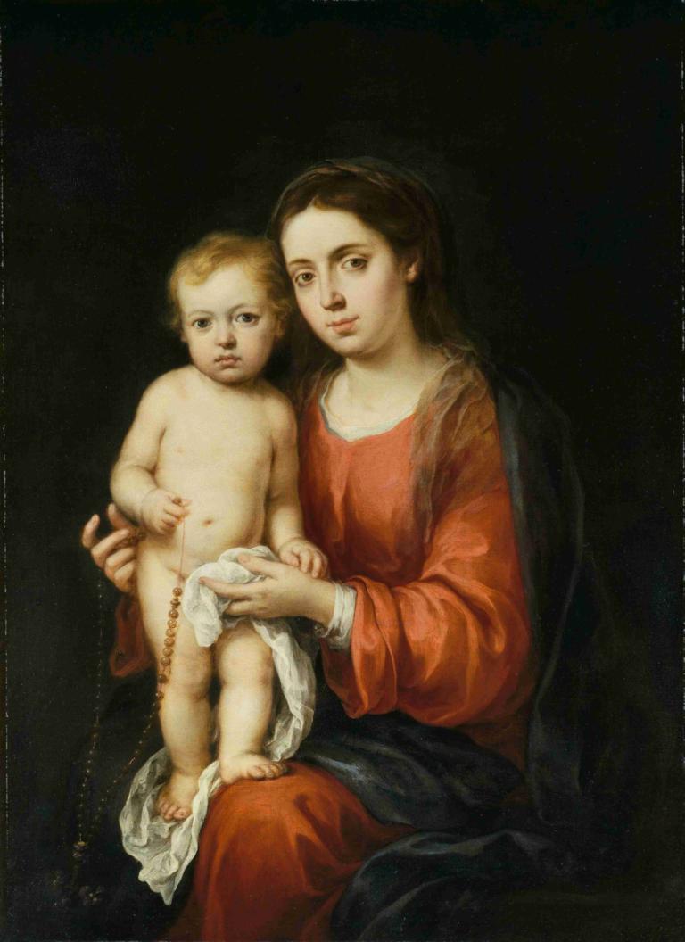 The Virgin and Child with a Rosary,묵주를 든 성모와 아이,Bartolomé Estebán Murillo,바르톨로메 에스테반 무리요,오일 페인팅,오일 페인팅