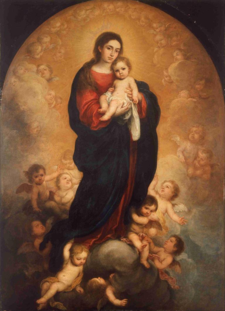 Virgin And Child In Glory,Jungfrau und Kind in Herrlichkeit,Bartolomé Estebán Murillo,Ölgemälde,Ölgemälde