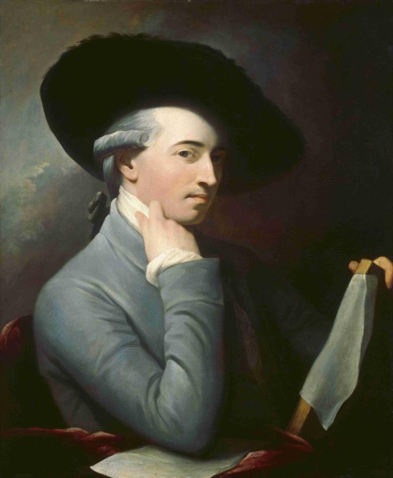 Benjamin West Portrait,Benjamin West Porträtt,Benjamin West,Oljemålning,Oljemålning, solo, hatt, realistisk