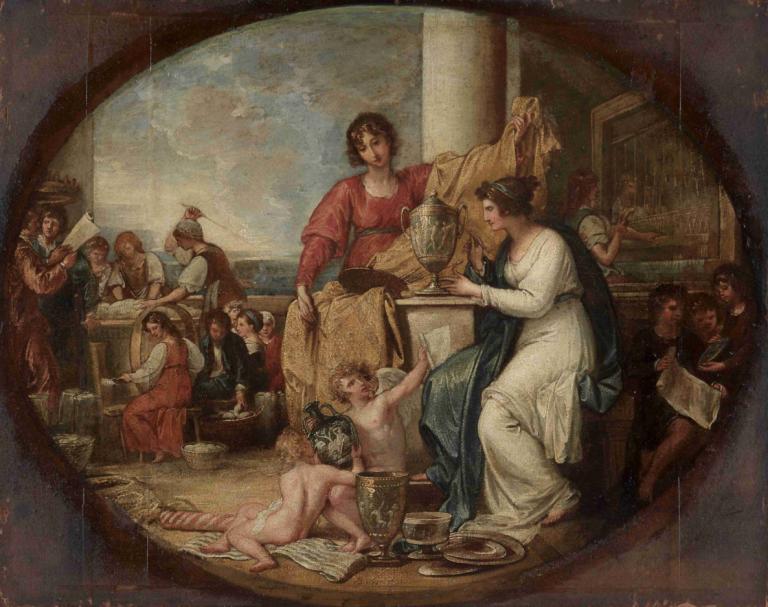 British Manufactory; A Sketch,Brittisk manufaktur - en skiss,Benjamin West,Oljemålning,Oljemålning