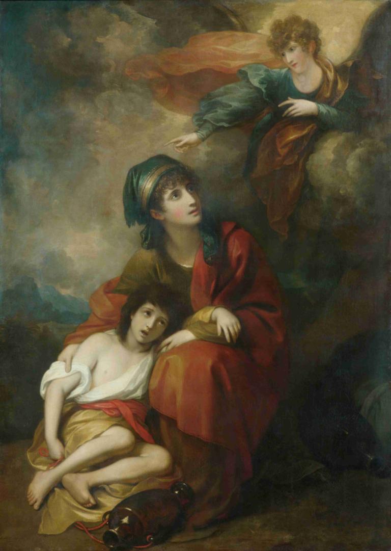 Hagar and Ishmael,Agar e Ismael,Benjamin West,Pintura al óleo,Pintura al óleo, parodia de bellas artes