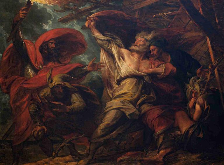 King Lear,Rey Lear,Benjamin West,Pintura al óleo,Pintura al óleo, varios chicos, parodia de bellas artes