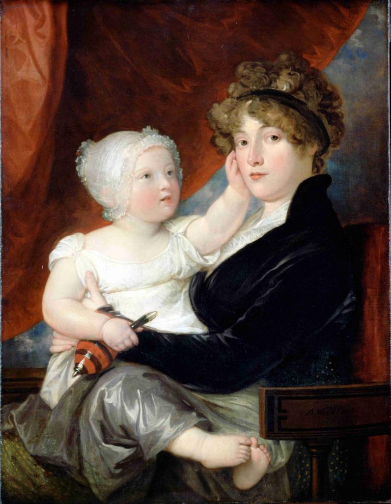 Mrs Benjamin West II with her son Benjamin West III,La Sra. Benjamin West II con su hijo Benjamin West III