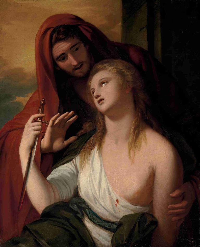 Paetus and Arria,Paetus y Arria,Benjamin West,Pintura al óleo,Pintura al óleo, parodia de bellas artes