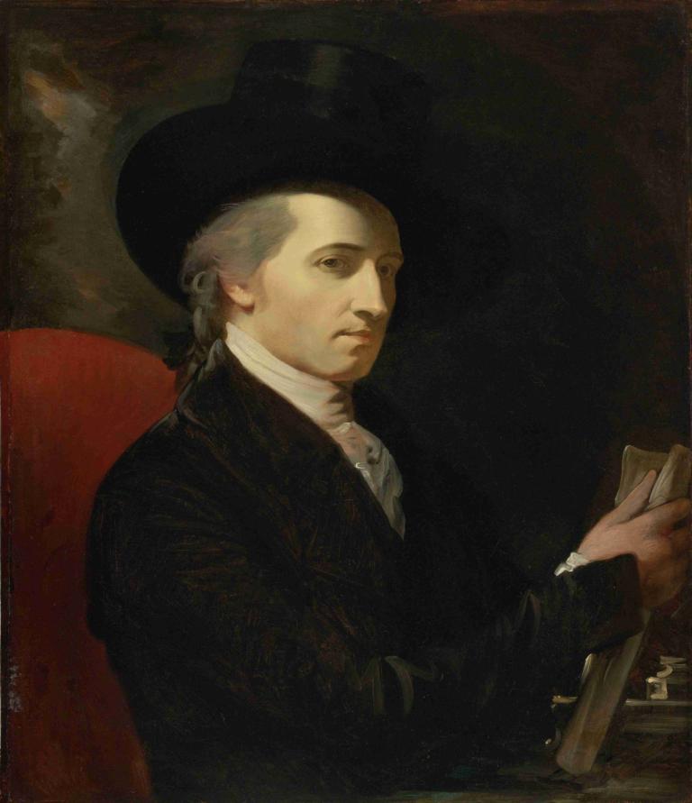 Self-Portrait Of The Artist,Taiteilijan omakuva,Benjamin West,Öljymaalaus,Öljymaalaus, yksin, hattu, 1 poika