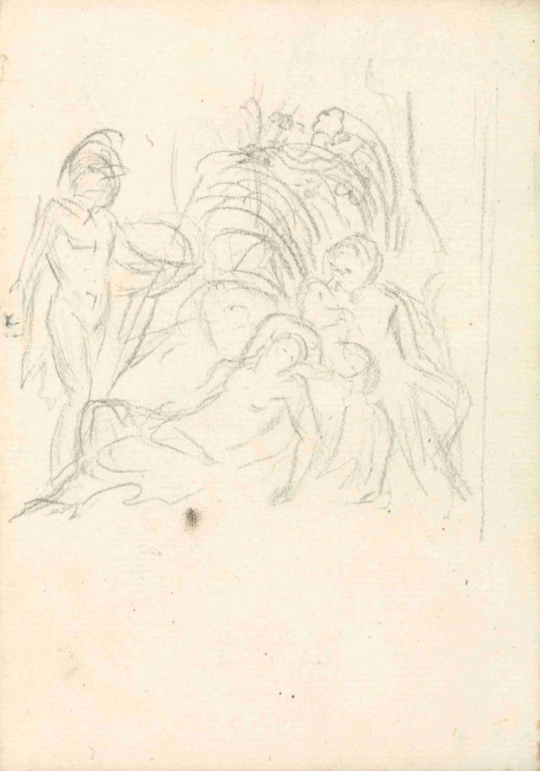 Sketch,Schets,Benjamin West,Schetsen,Schetsen, monochroom, naakt, schetsen, meerdere meisjes, 1meisje