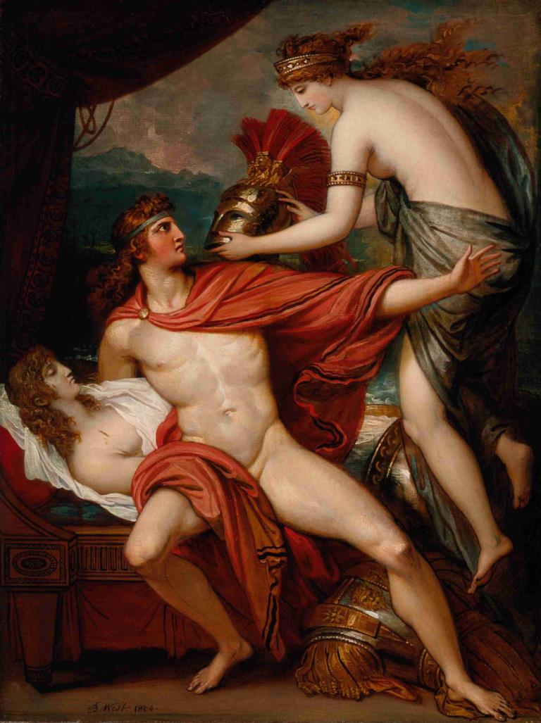 Thetis Bringing the Armor to Achilles,Thetis brengt het harnas naar Achilles,Benjamin West,Olieverf,Olieverf