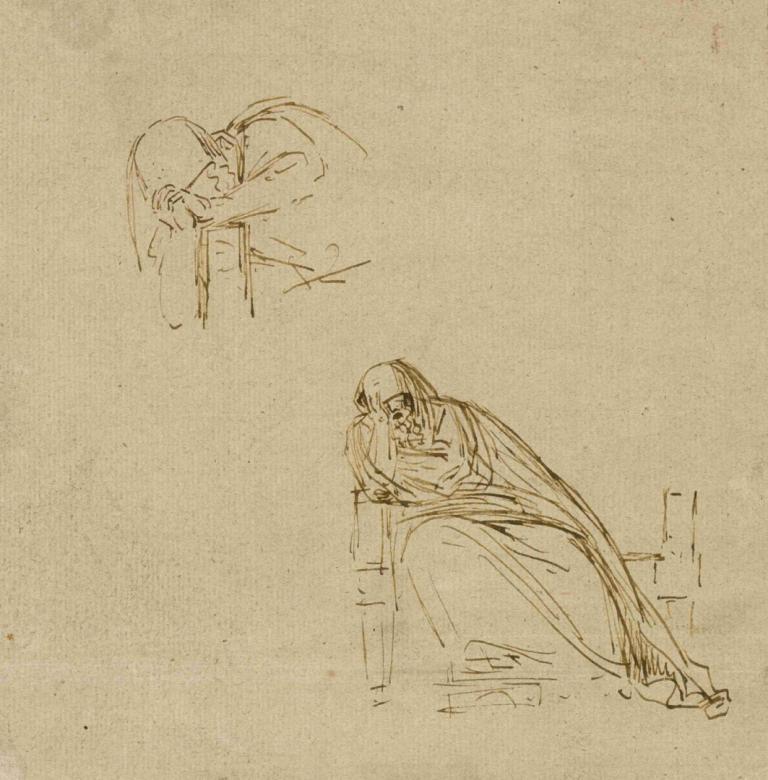 Two Sketches of a Weeping Woman,Twee schetsen van een huilende vrouw,Benjamin West,Schetsen,Schetsen