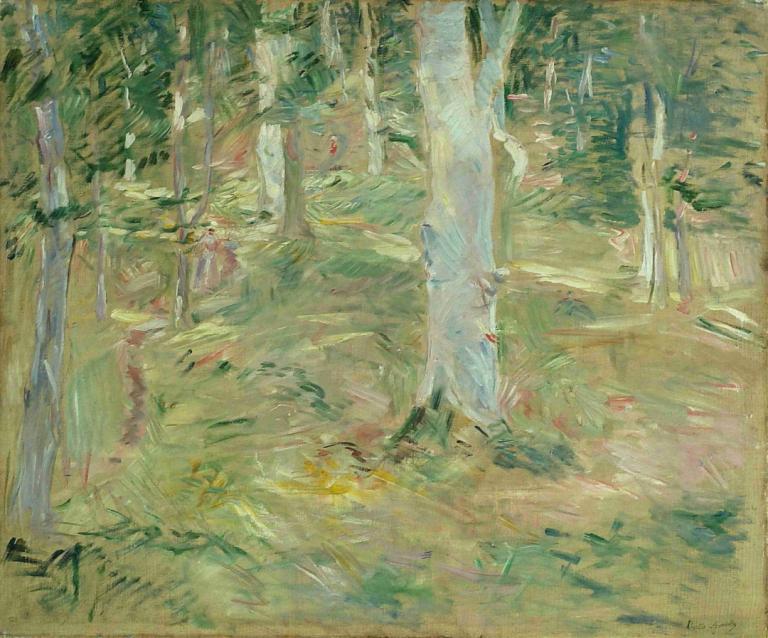 Forêt de Compiègne,Berthe Morisot,Oil Painting,Oil Painting, nature, forest, tree, outdoors