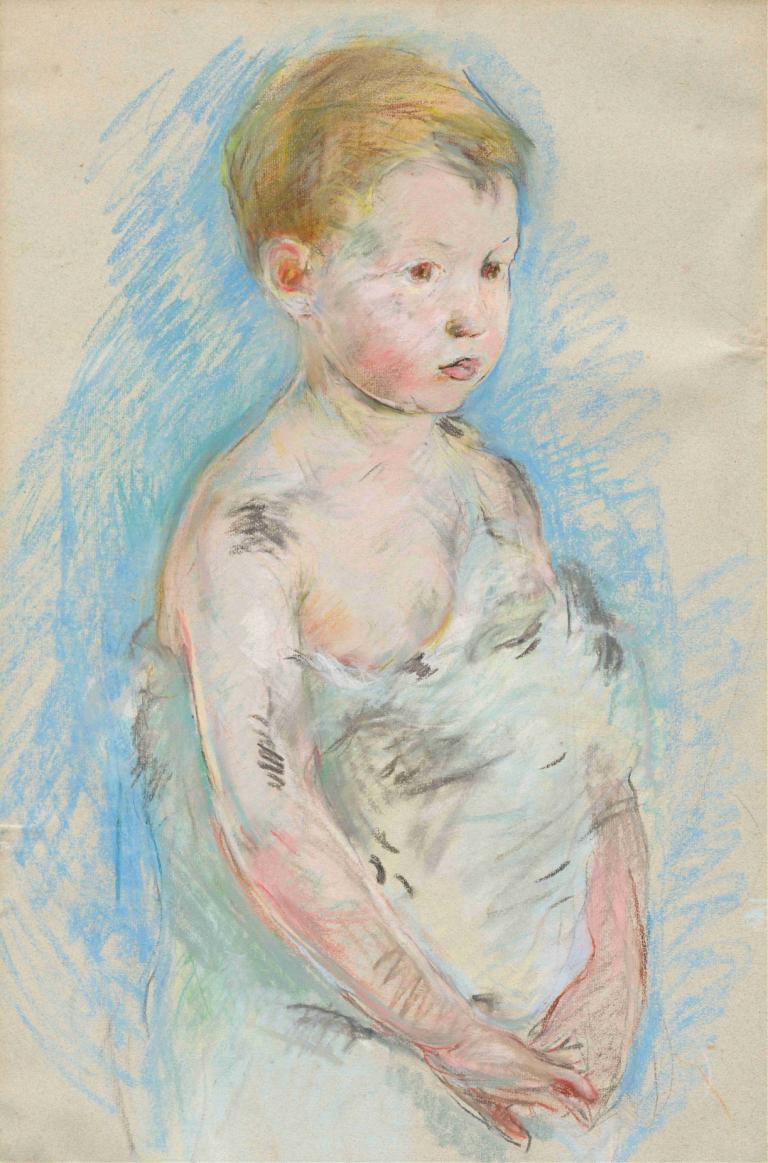 Le Petit Saint-Jean,Berthe Morisot,Acuarelă,Acuarelă, solo, 1 fata, media tradițională, păr șaten, par scurt