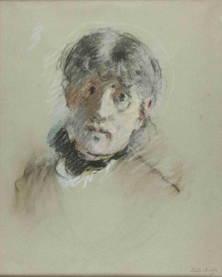 Self-Portrait,Självporträtt,Berthe Morisot,Akvarell,Akvarell, solo, 1 pojke, manligt fokus