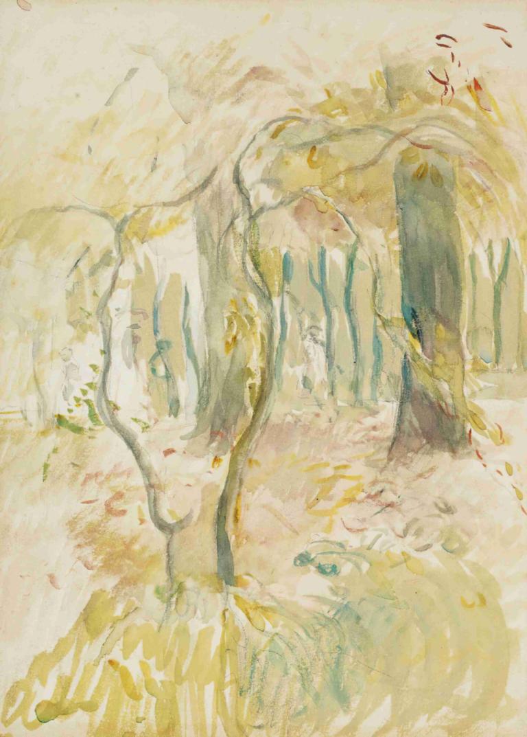 Sous-Bois,Underwood,Berthe Morisot,Akvarell,Akvarell, träd, natur, traditionella medier, utomhus