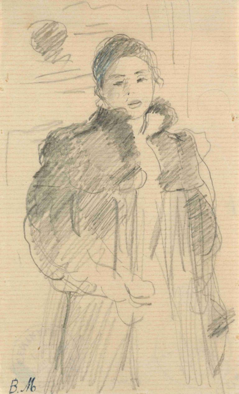 Study for 'Young Girl in a Green Coat',Undersökning för "Ung flicka i grön rock,Berthe Morisot,Skiss,Skiss