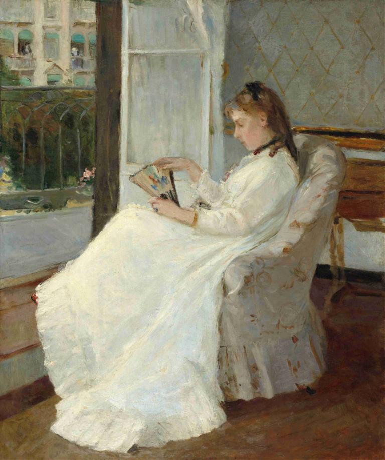 The Artist's Sister at a Window,Konstnärens syster vid ett fönster,Berthe Morisot,Oljemålning,Oljemålning