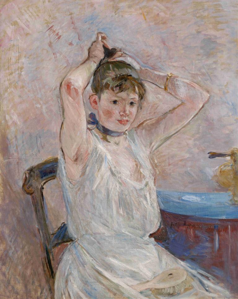 The Bath,Berthe Morisot,Cat Air,Cat Air, solo, 1 anak laki-laki, fokus pria, lukisan (sedang), perhiasan