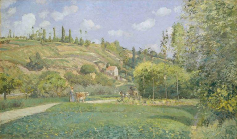 A Cowherd at Valhermeil, Auvers-sur-Oise,Valhermeil, Auvers-sur-Oise'de Bir Sığır Çobanı,Camille Pissarro