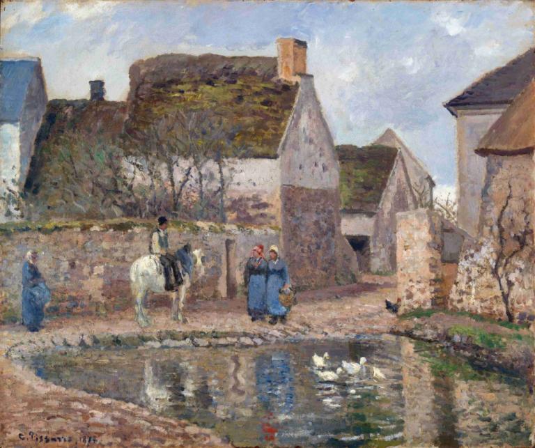 A Pond in Ennery,บ่อในเอนเนอร์รี่,Camille Pissarro,คามิล ปิซาร์โร,จิตรกรรมสีน้ำมัน,จิตรกรรมสีน้ำมัน, กลางแจ้ง