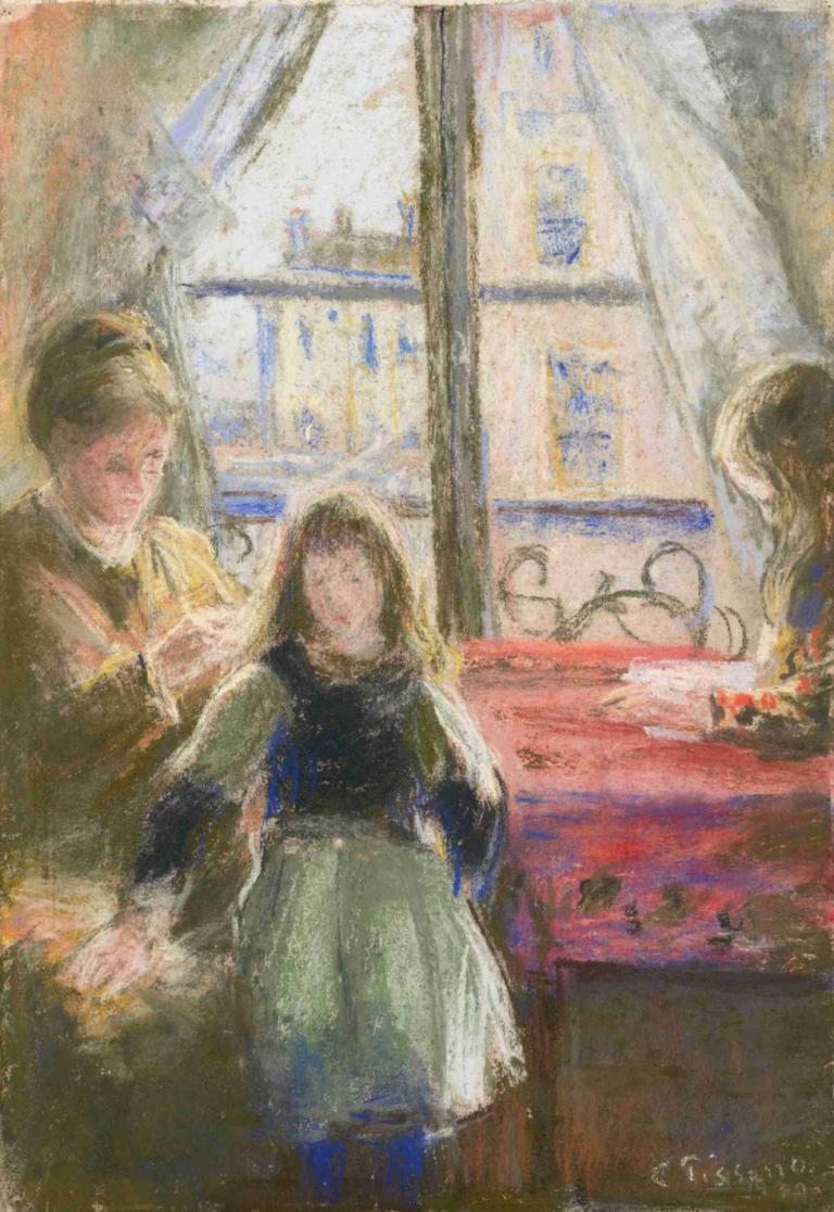 At the Window, rue des Trois Frères,Ved vinduet, rue des Trois Frères,Camille Pissarro,Oliemaleri,Oliemaleri