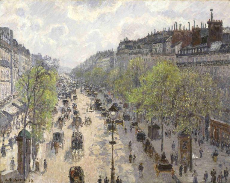 Boulevard Montmartre, Spring,Boulevard Montmartre, Musim Semi,Camille Pissarro,Lukisan cat minyak