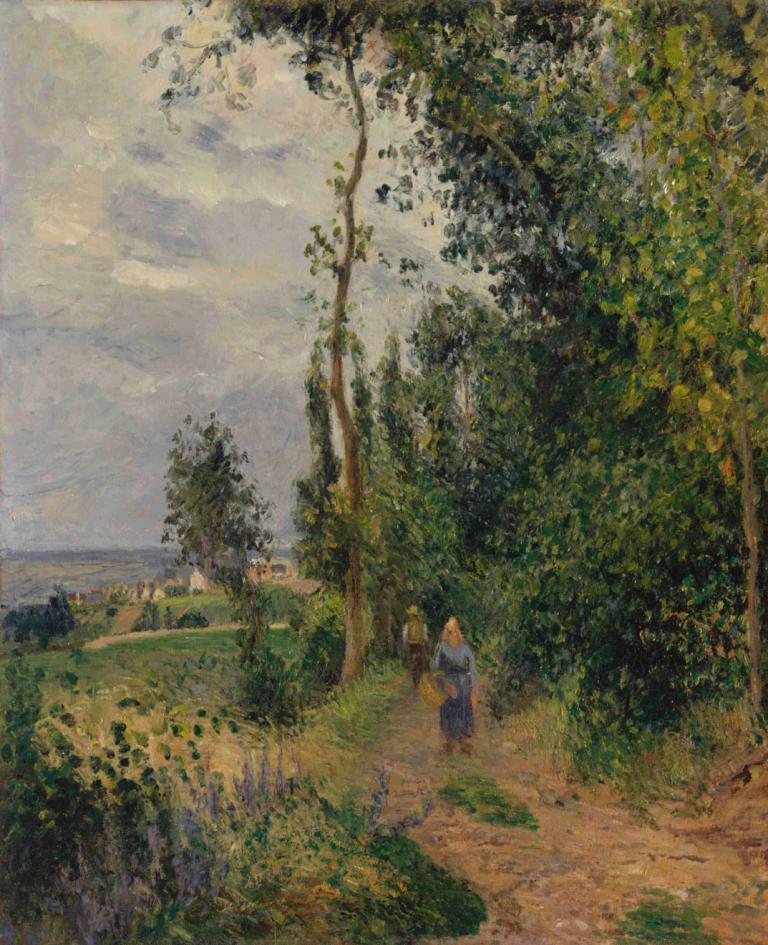 Côte des Grouettes, near Pontoise,Côte des Grouettes, dekat Pontoise,Camille Pissarro,Lukisan cat minyak