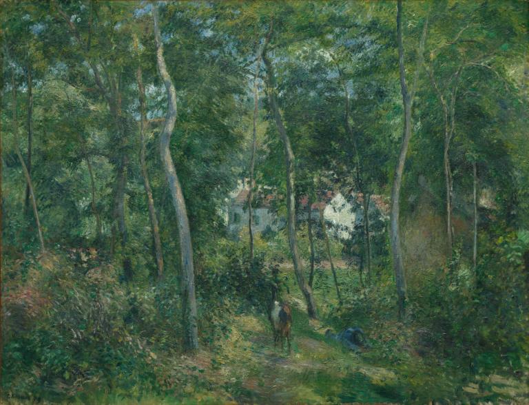 Edge of the Woods Near L'Hermitage, Pontoise,Tepi Hutan Dekat L'Hermitage, Pontoise,Camille Pissarro