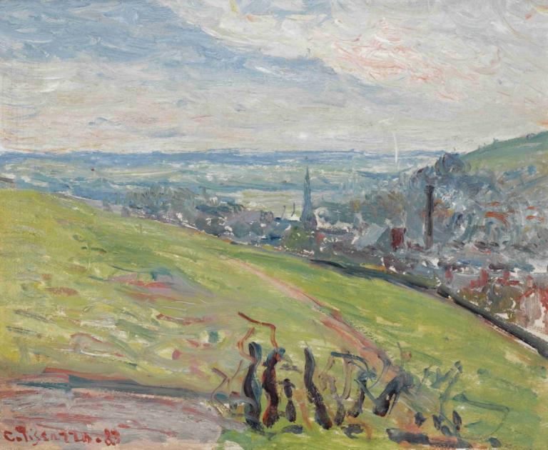 Environs De Rouen,Sekitar Rouen,Camille Pissarro,Lukisan cat minyak,Lukisan cat minyak, di luar rumah