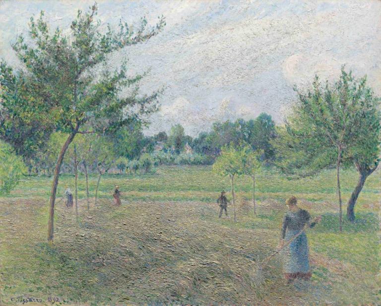 Haymaking at Éragny,Heumachen in Éragny,Camille Pissarro,Ölgemälde,Ölgemälde, Baum, draußen