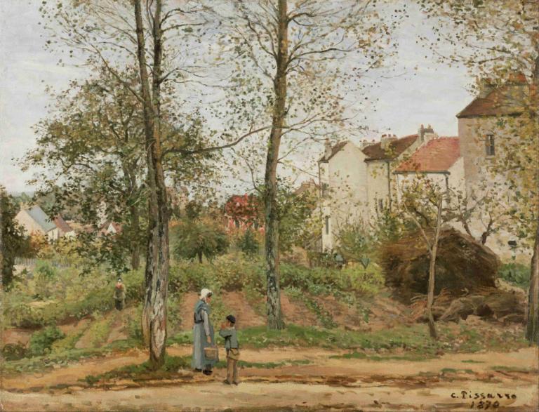 Houses at Bougival,Häuser in Bougival,Camille Pissarro,Ölgemälde,Ölgemälde, Baum, draußen, Landschaft