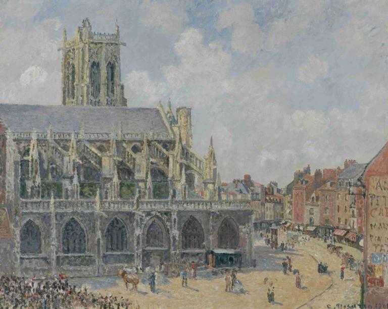 L'église Saint-Jacques À Dieppe, Matin, Soleil,Gereja Saint-Jacques, Dieppe, Matin, Soleil,Camille Pissarro