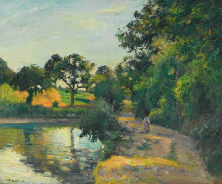 L'étang Au Soleil Couchant, Montfoucault,Kolam Au Soleil Couchant, Montfoucault,Camille Pissarro